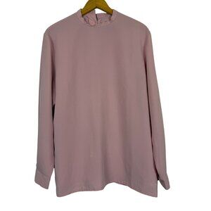 WomenSpirit Button-Up Vestment Top Sz 14 Short Sleeve Polyester Handmade Pink